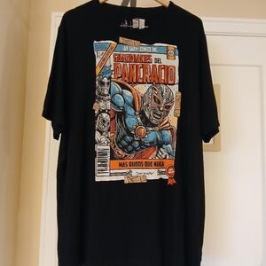 Black Graphic Tee with Comic Design